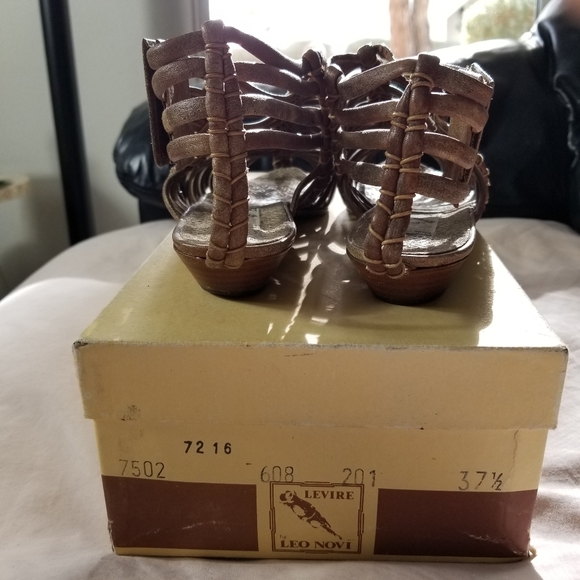 Vintage 80s Gladiator Sandals Tan/ Brown Sz 37 1/2 - Picture 3 of 6